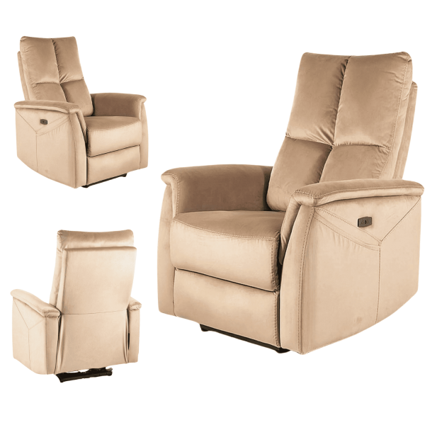 Fotel Rozkładany z Masażem Wypoczynkowy Elektryczny Beżowy ROSTI