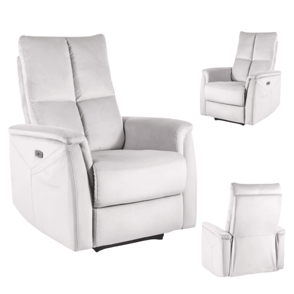 Rozkładany Fotel Elektryczny Wypoczynkowy Jednoosobowy Szary LASTI