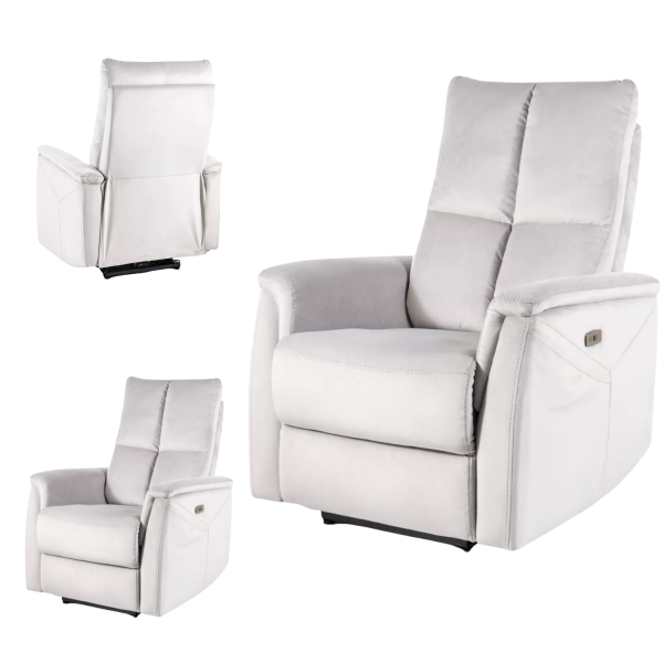 Rozkładany Fotel Elektryczny Wypoczynkowy Jednoosobowy Szary LASTI