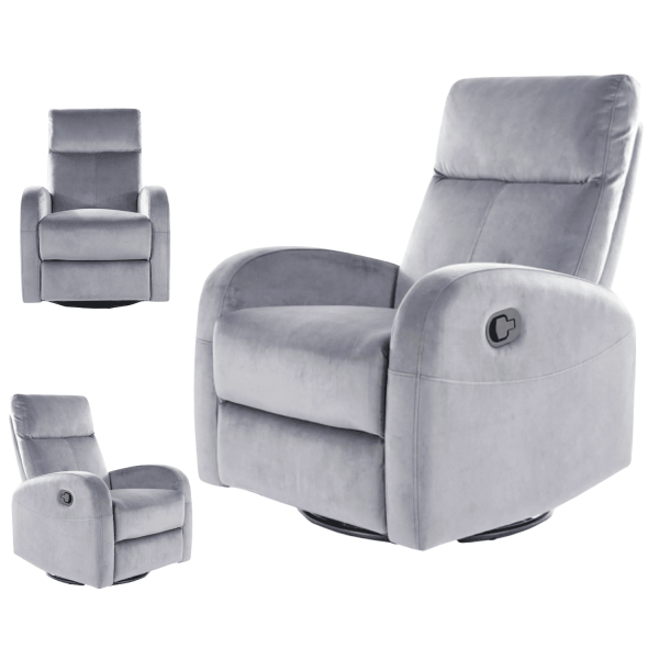 Wypoczynkowy Fotel Rozkładany Bujany Welurowy do Salonu Szary Loft OTTO