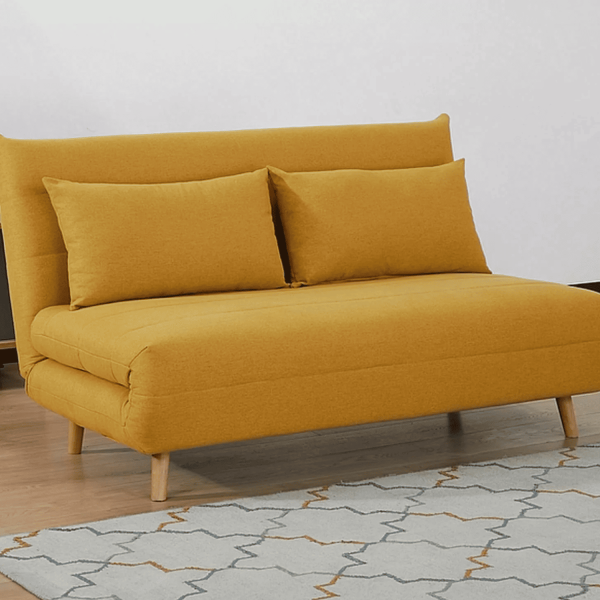 Sofa Kanapa Rozkładana z Funkcją Spania do Salonu Musztardowa ENTI
