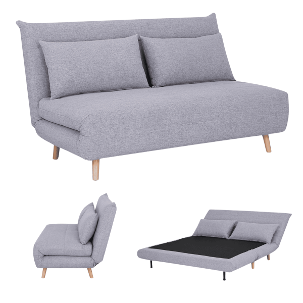 Wypoczynkowa Sofa Kanapa Rozkładana z Funkcją Spania do Salonu Szara ENTI