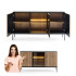 Ryflowana Komoda do Salonu Laminowana Led Trzydrzwiowa Metalowe Nogi Dąb Wotan SENTO