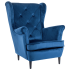 Jednoosobowy Fotel Welurowy Pikowany Wypoczynkowy Granatowy do Salonu Loft FRANSI