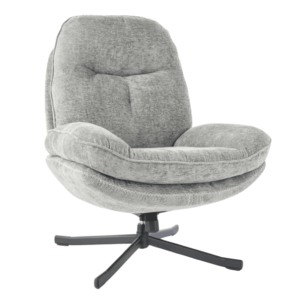 Wypoczynkowy Fotel Obrotowy Jednoosobowy Szary do Salonu Loft KRISTIN