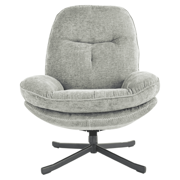 Wypoczynkowy Fotel Obrotowy Jednoosobowy Szary do Salonu Loft KRISTIN