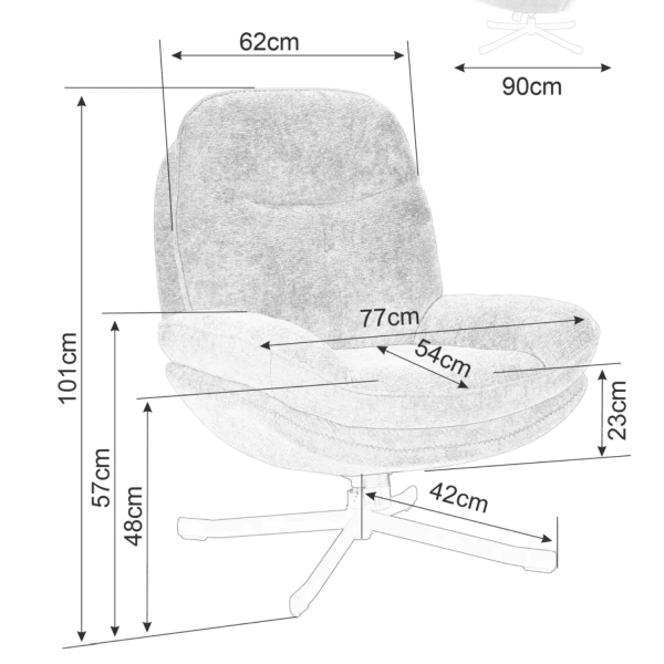 Wypoczynkowy Fotel Obrotowy Jednoosobowy Szary do Salonu Loft KRISTIN