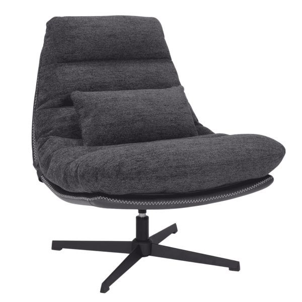 Fotel Wypoczynkowy Obrotowy Jednoosobowy Ciemno Szary do Salonu Loft CANOLI