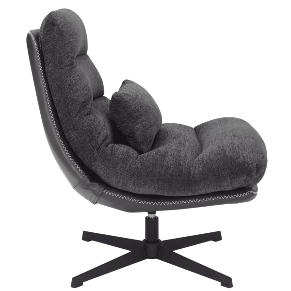 Fotel Wypoczynkowy Obrotowy Jednoosobowy Ciemno Szary do Salonu Loft CANOLI