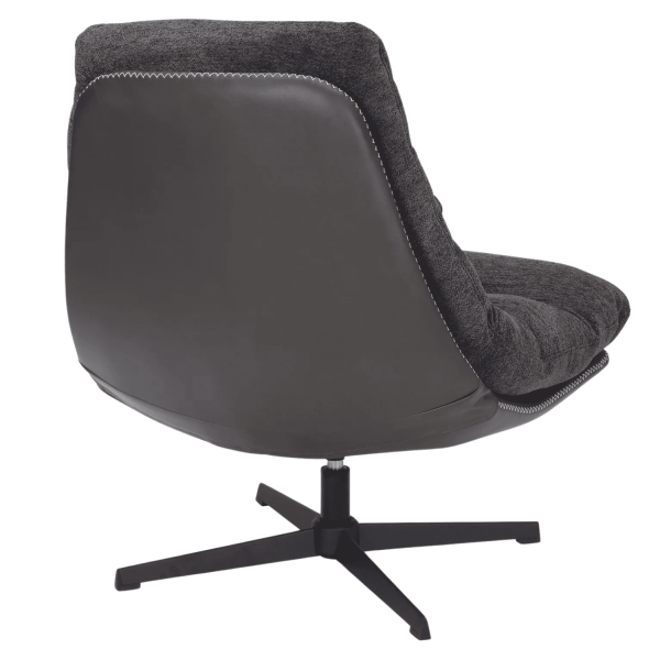 Fotel Wypoczynkowy Obrotowy Jednoosobowy Ciemno Szary do Salonu Loft CANOLI