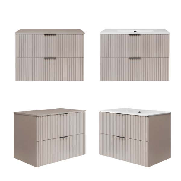 Kaszmirowa Szafka pod Umywalkę 80 cm Beżowa FLOW Miniatura