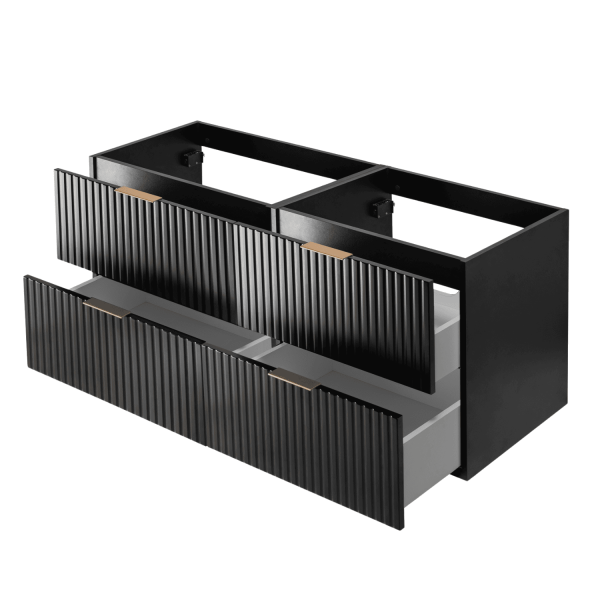 Szafka pod Umywalkę 120 cm Łazienkowa Czarna FLOW Szuflady z Góry