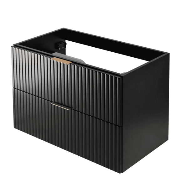 Szafka pod Umywalkę 80 cm Czarna Ryflowana FLOW z Góry