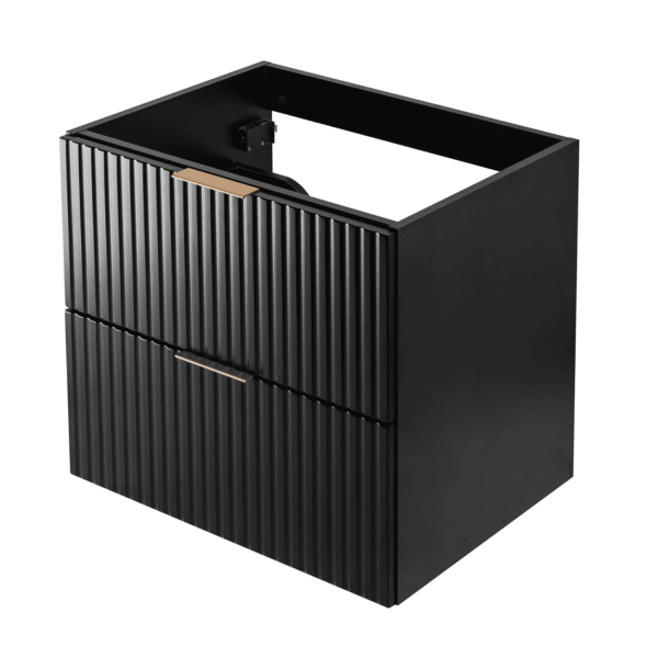 Szafka pod Umywalkę 60 cm Czarna Ryflowana FLOW z Góry