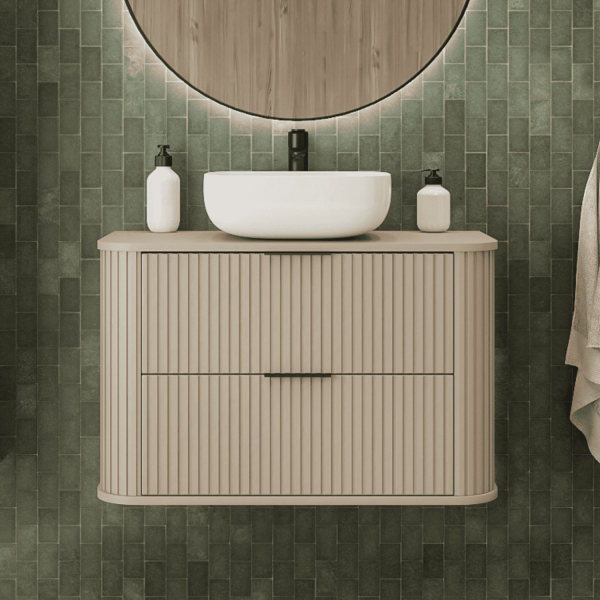 Szafka pod Umywalkę 80 cm Beżowa ELEGANCE Aranżacja Zbliżenie