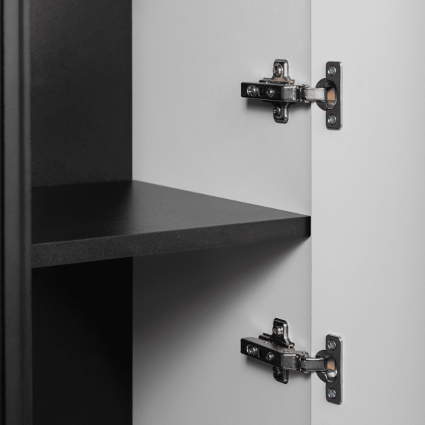 Słupek 139 cm Czarny ELEGANCE Zbliżenie Zawiasy i Półka