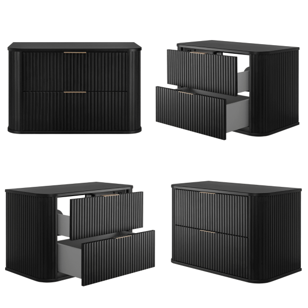 Szafka Łazienkowa pod Umywalkę 80 cm Czarna ELEGANCE Kolarz