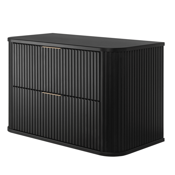 Szafka Łazienkowa pod Umywalkę 80 cm Czarna ELEGANCE Prawy Front