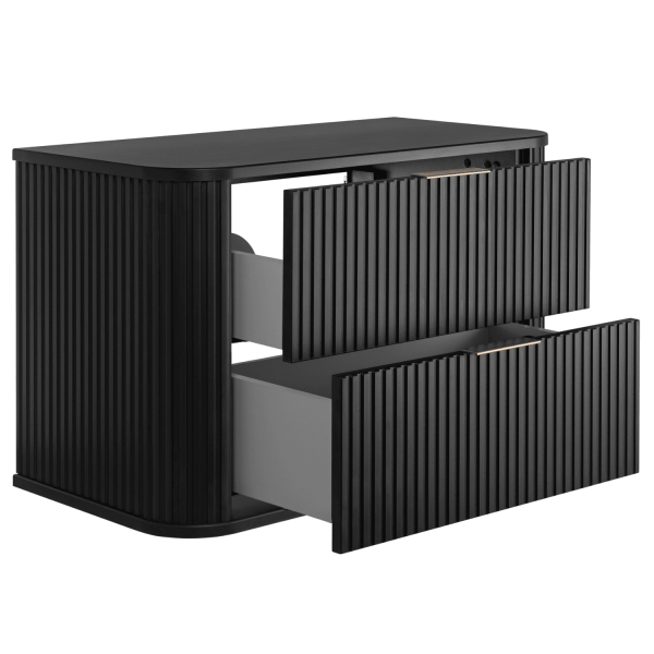 Szafka Łazienkowa pod Umywalkę 80 cm Czarna ELEGANCE Lewy Front