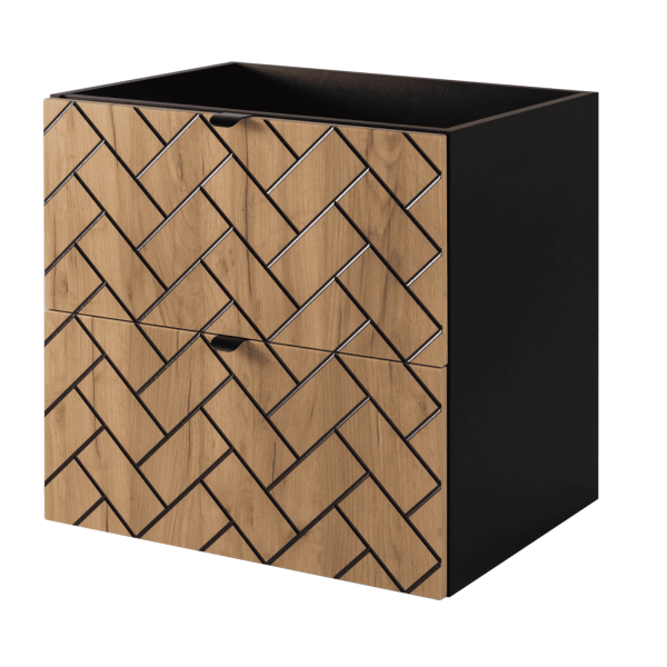 Szafka 60 cm pod Umywalkę Dębowa TREND Prawy Front Czarne Uchwyty