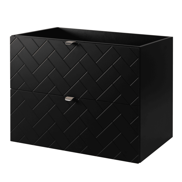 Szafka 80 cm pod Umywalkę Czarna TREND Prawy Front Srebrne Uchwyty