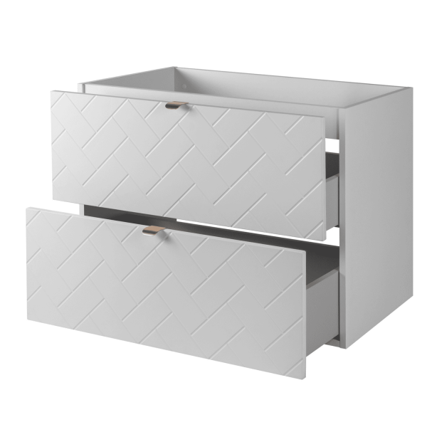 Szafka 80 cm pod Umywalkę Biała TREND Otwarte Szuflady Prawy Front Złote Uchwyty