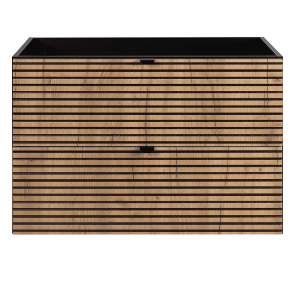 Wisząca Szafka Łazienkowa Dąb 80 cm pod Umywalkę Czarna LOFT Front