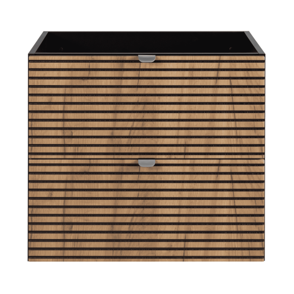 Szafka Łazienkowa 60 cm pod Umywalkę Ryflowana Dąb Czarna LOFT Front