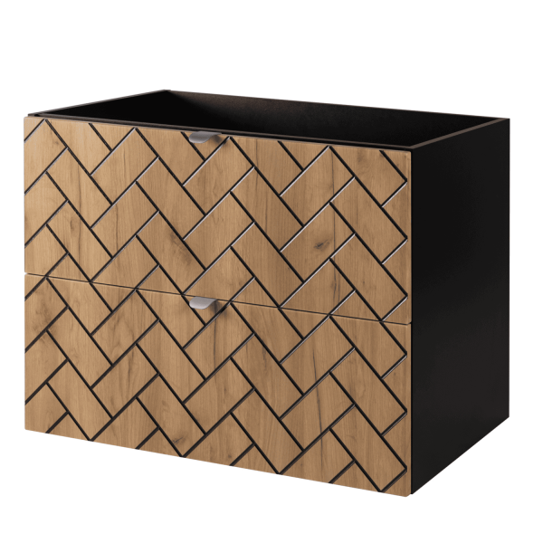 Szafka 80 cm pod Umywalkę Dąb TREND Prawy Front Srebrne Uchwyty
