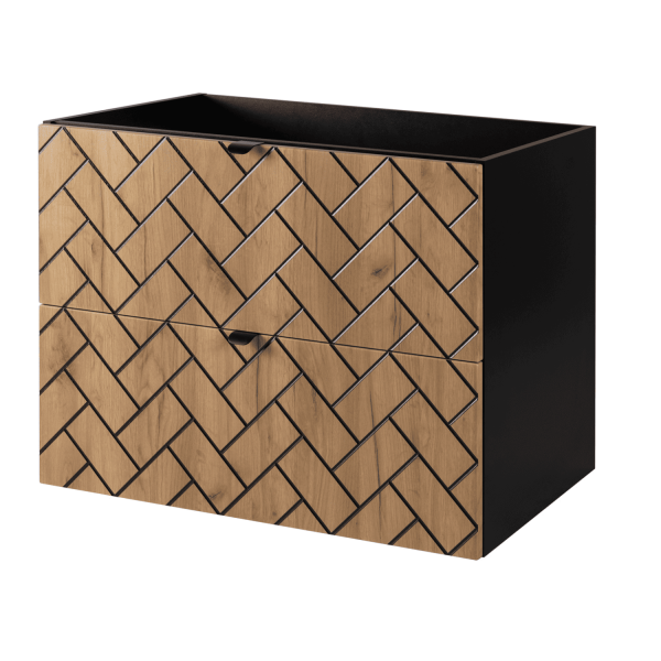 Szafka 80 cm pod Umywalkę Dąb TREND Prawy Front Czarne Uchwyty