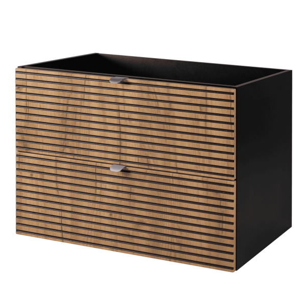 Szafka Dąb 80 cm z Regałem pod Umywalkę Czarna LOFT Srebrne Uchwyty
