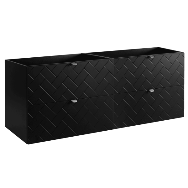 Szafka 160 cm pod Umywalkę Czarna TREND Front Lewy Srebrne Uchwyty