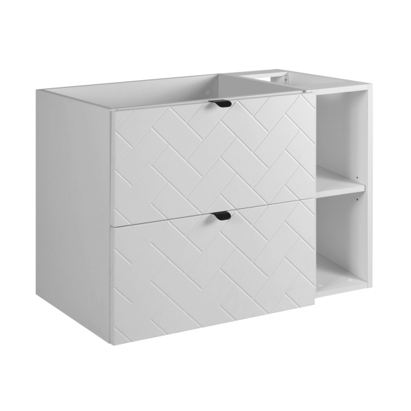 Szafka Łazienkowa 80 cm z Regałem Biała TREND Front Lewy Czarne Uchwyty