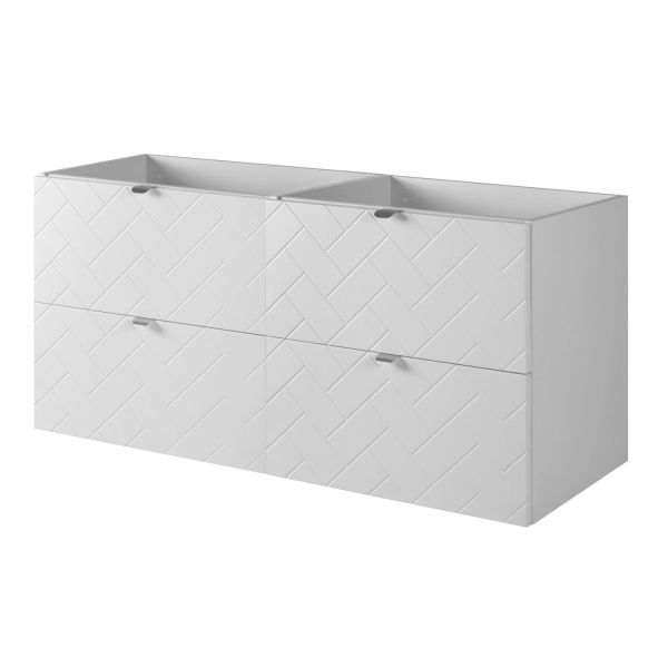 Szafka Łazienkowa 120 cm pod Umywalkę Biała TREND Front Prawy Srebrne Uchwyty