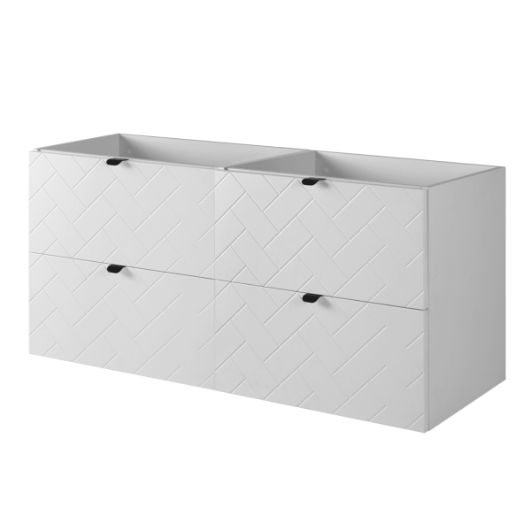 Szafka Łazienkowa 120 cm pod Umywalkę Biała TREND Front Prawy Czarne Uchwyty