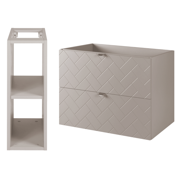 Szafka 100 cm z Regałem pod Umywalkę Beżowa TREND Szafka 80 cm i Regał obok