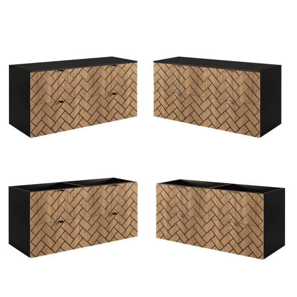 Wisząca Szafka Łazienkowa 120 cm z Blatem pod Umywalkę Nowoczesna Dąb Craft TREND
