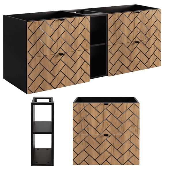 Wisząca Szafka pod Umywalkę 140 cm Dąb Craft TREND Zestaw