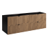 Szafka Łazienkowa Dąb 160 cm pod Umywalkę Czarna LOFT Czarne Uchwyty