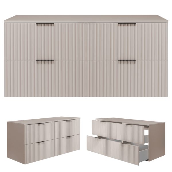 Kaszmirowa Szafka 120 cm pod Umywalkę z Blatem FLOW Miniatura Front