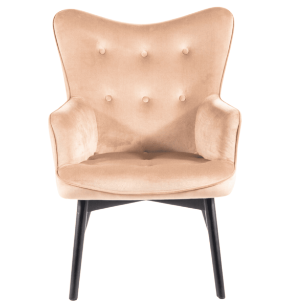 Fotel Pikowany Welurowy Wypoczynkowy Jednoosobowy Beżowy NASTIA