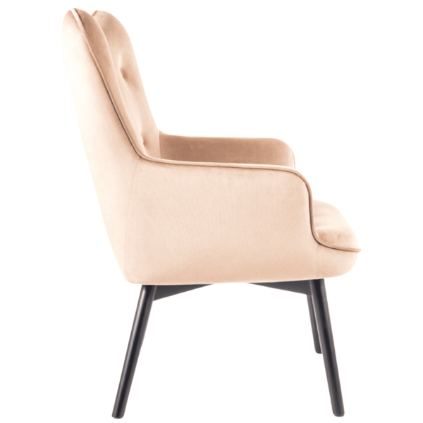 Fotel Pikowany Welurowy Wypoczynkowy Jednoosobowy Beżowy NASTIA