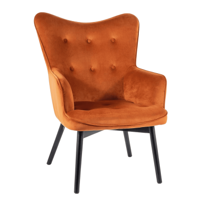 Welurowy Fotel Pikowany Wypoczynkowy Jednoosobowy Cynamonowy NASTIA