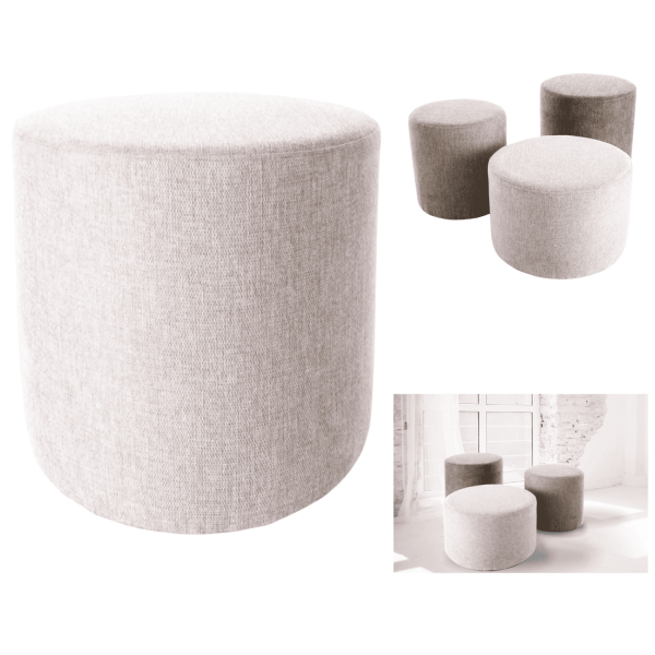 Siedzisko Pufa Okrągła do Siedzenia Beżowa do Salonu Przedpokoju Pokoju Loft AVANT