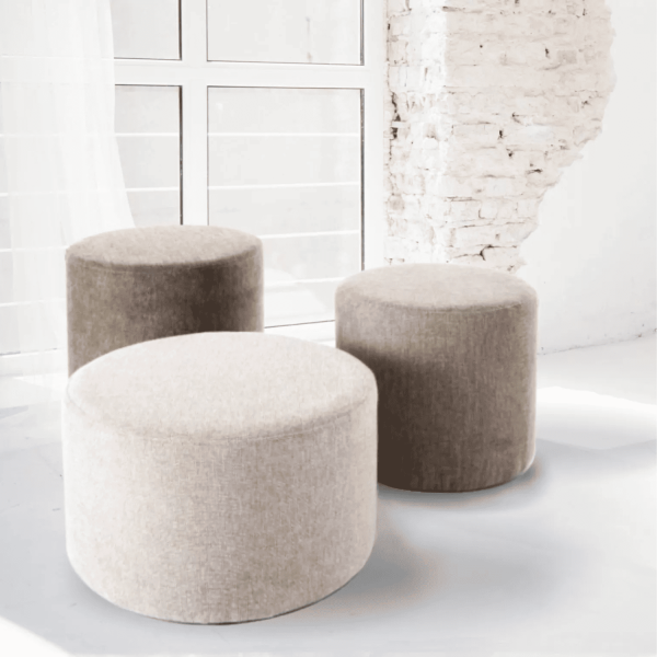 Siedzisko Pufa Okrągła do Siedzenia Beżowa do Salonu Przedpokoju Pokoju Loft AVANT