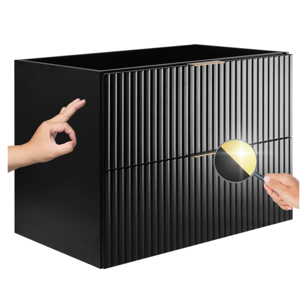 Szafka pod Umywalkę 80 cm Czarna Ryflowana FLOW