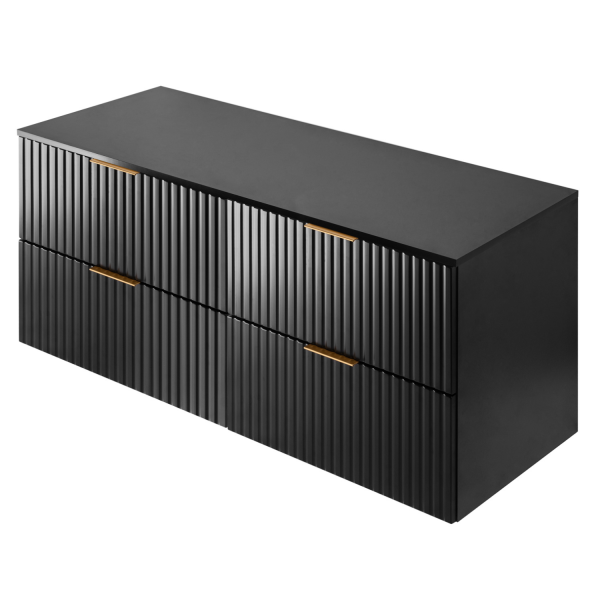 Szafka pod Umywalkę z Blatem 120 cm Czarna FLOW z Góry
