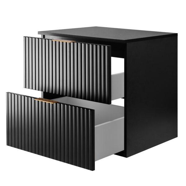 Szafka pod Umywalkę z Blatem 60 cm z Blatem Czarna FLOW z Szufladami