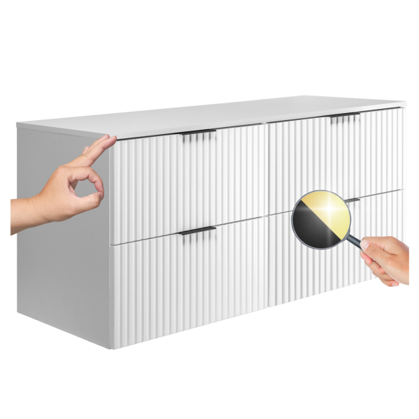 Szafka 120 cm Łazienkowa pod Umywalkę z Blatem Biała FLOW