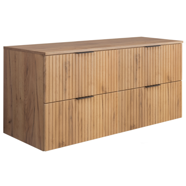 Szafka 120 cm Łazienkowa pod Umywalkę z Blatem Złoty Dąb FLOW Prawy Front